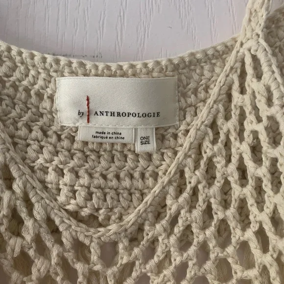 Anthropologie Ivory Crochet Knit Top - Picture 2 of 2